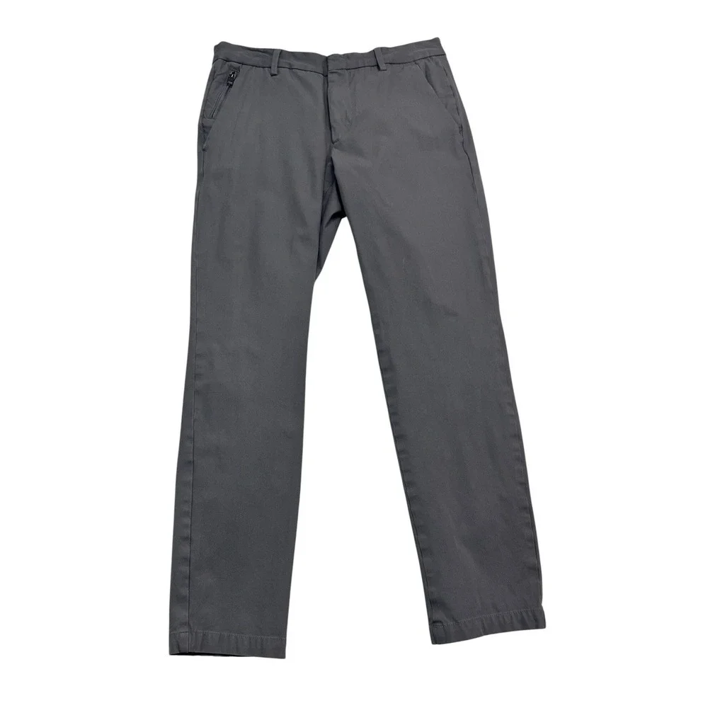 Hugo BOSS 30x29 Kaito Slim Chino Pants Trousers Gray Stretch Cotton Performance
